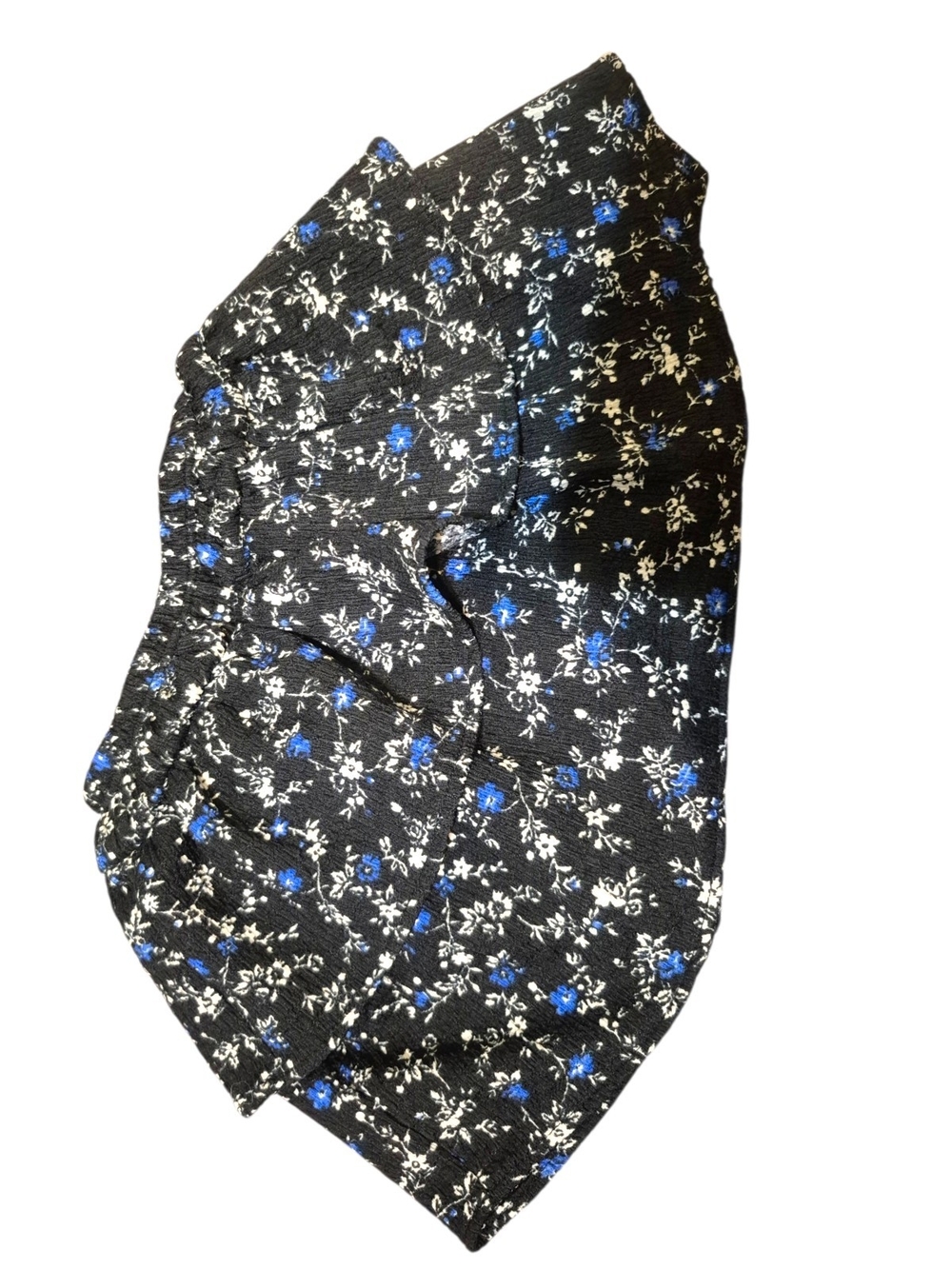 Girls Black Floral Ruffle Skort with Blue Accents